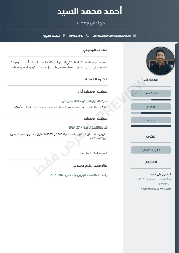 معاينة النموذج الاحترافي 1